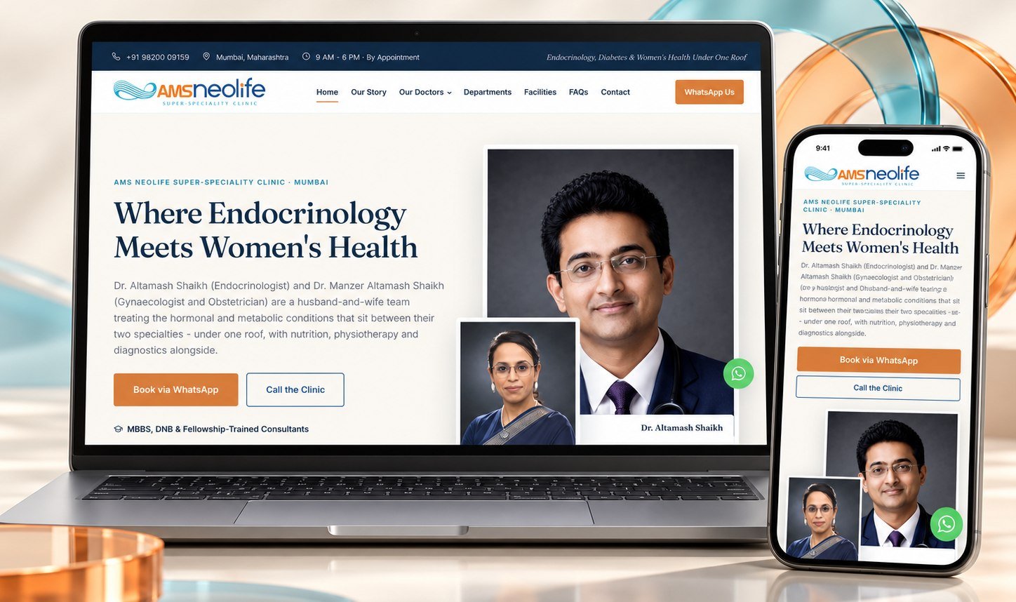 AMS Neolife website, built by BrandaDoc