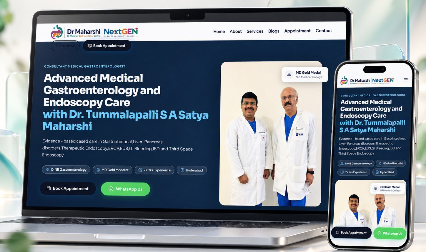 Dr Maharshi Gastro website, built by BrandaDoc
