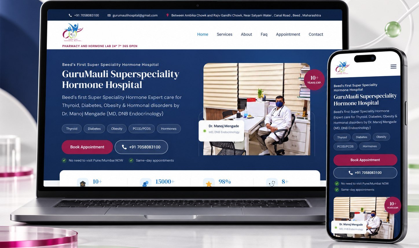 Dr Manoj Mengade website, built by BrandaDoc