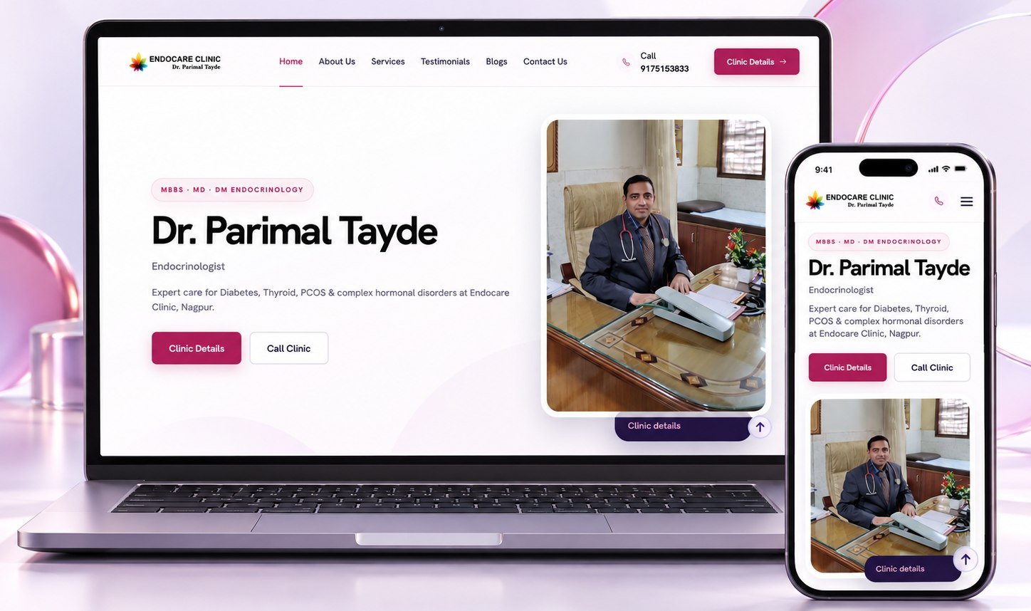 Dr Parimal Endo website, built by BrandaDoc