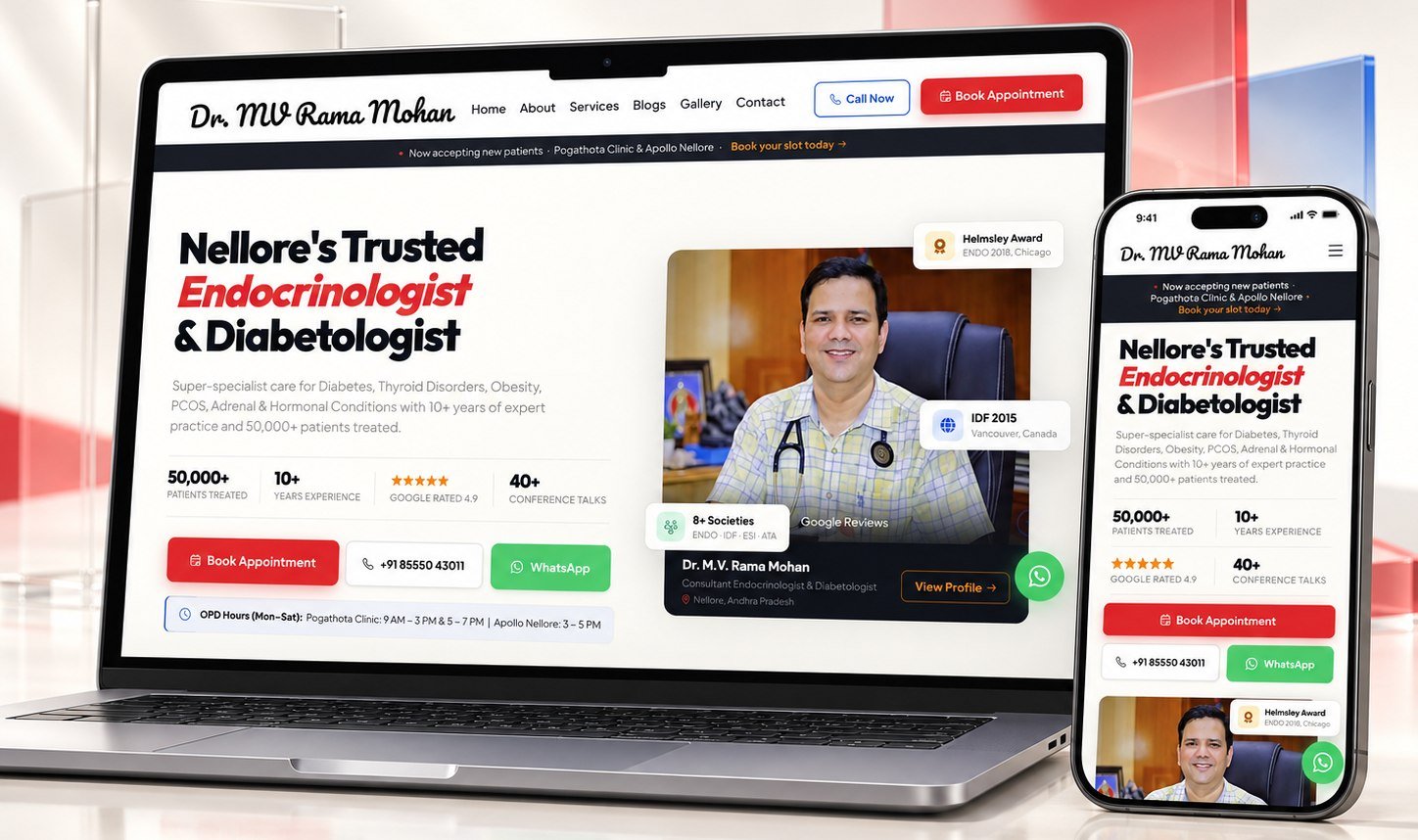 Dr. M. V. Rama Mohan website, built by BrandaDoc