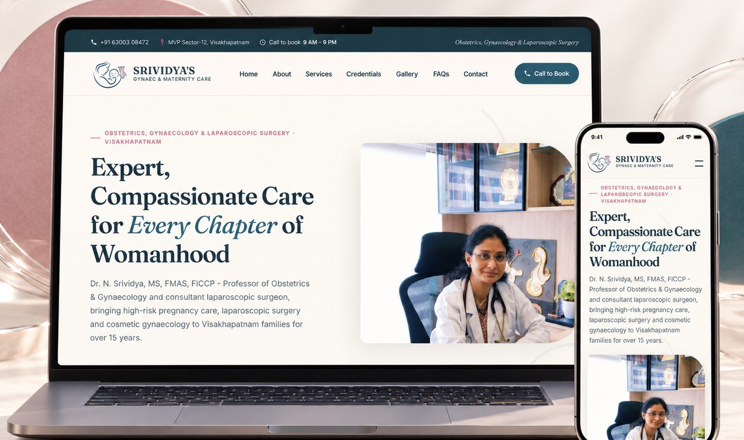 Dr Srividya Gynec website, built by BrandaDoc