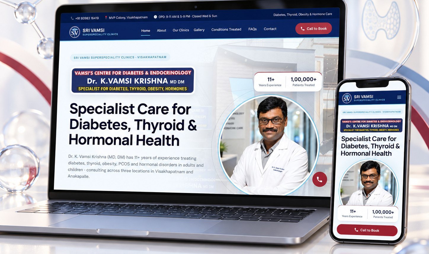 Dr Vamsi Endo website, built by BrandaDoc